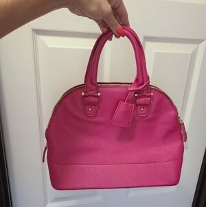 JustFab pink faux leather satchel bag. 